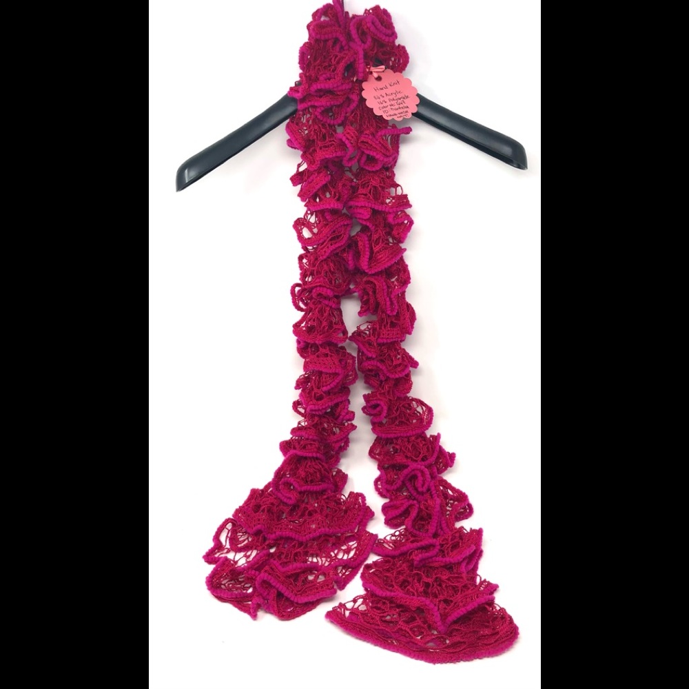 Hand Crafted Ruffle Scarf (Fuchsia) - Picture 2 of 3